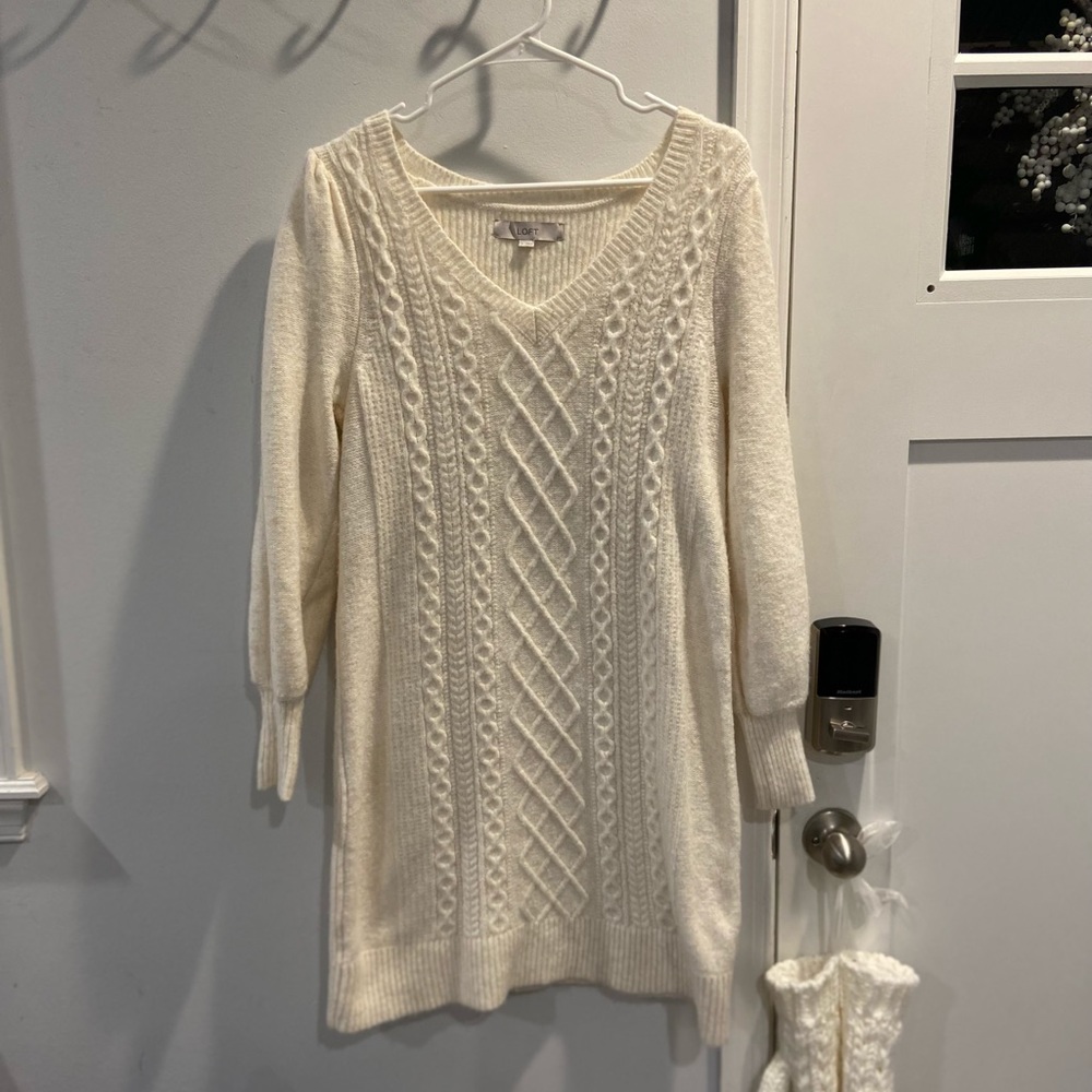 Cream sweater dress from loft. Size small.